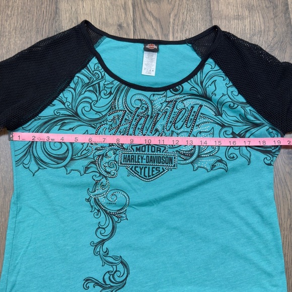 Harley Davidson Woman’s Mesh 3/4 Sleeve Tee - Picture 6 of 11